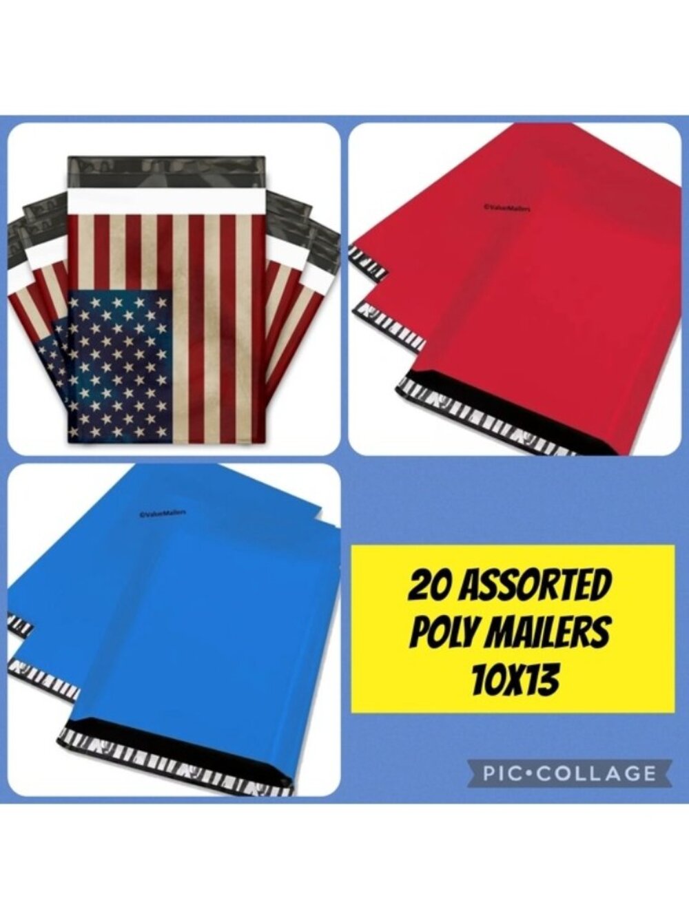 20 Assorted Mailers  Red and Blue Poly Mailers for Office Shipping Suppl…